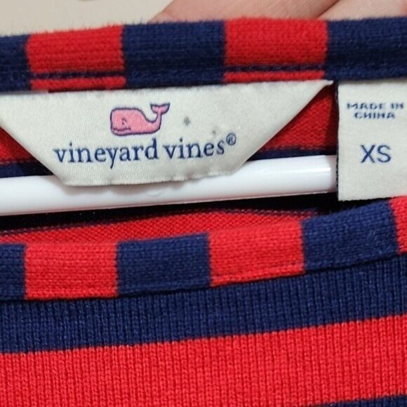 Vineyard Vines Women's Long Sleeve Striped T-Shirt Dress Red Blue size XS - Picture 3 of 5